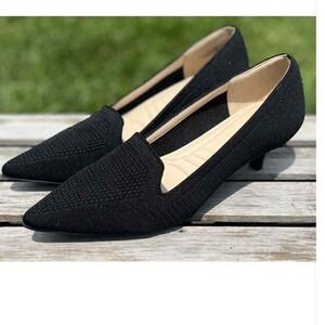 NWOT Adrienne Vittadini Faro Knit‎ Pointed Toe Block Heel Pumps  Black Size 10